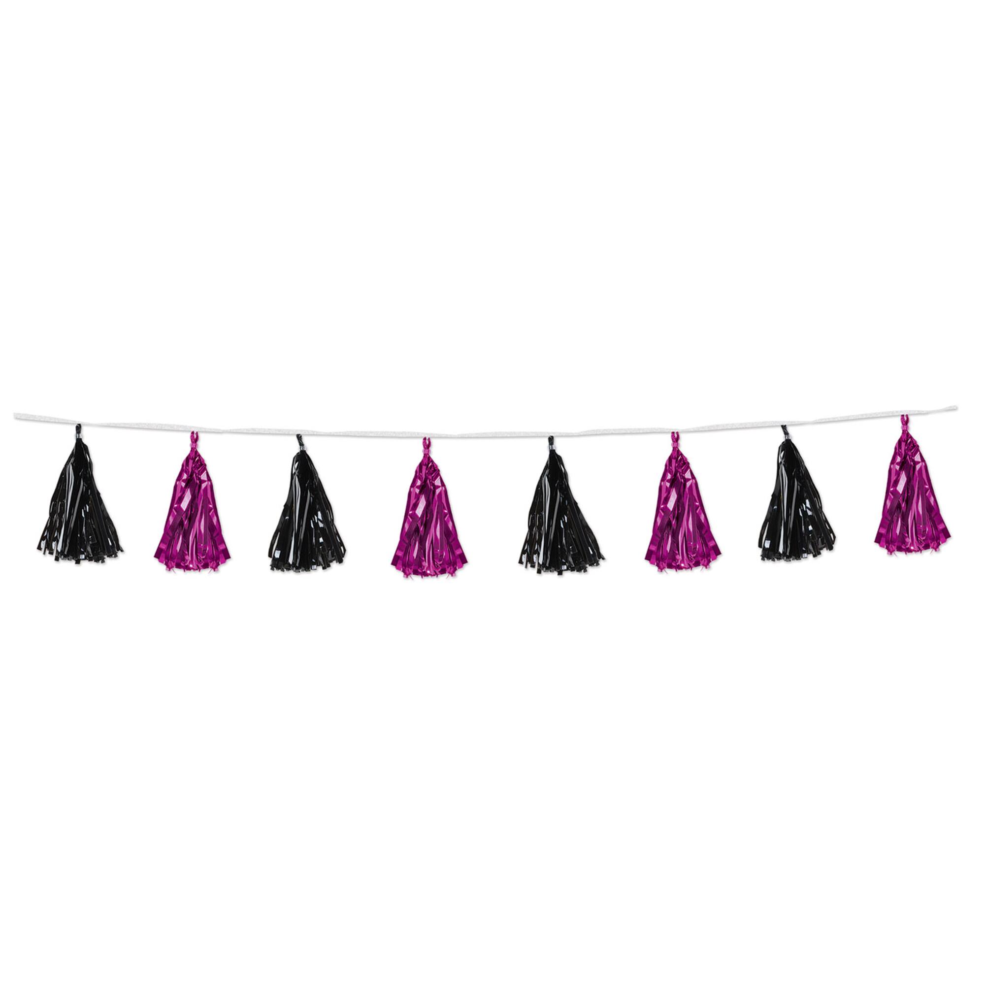 Beistle 8ft. Pink & Black Metallic Tassel Garlands, 2ct.